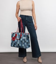 Louis Vuitton Blue Damier Patchwork Denim & Red Calfskin Leather Onthego GM