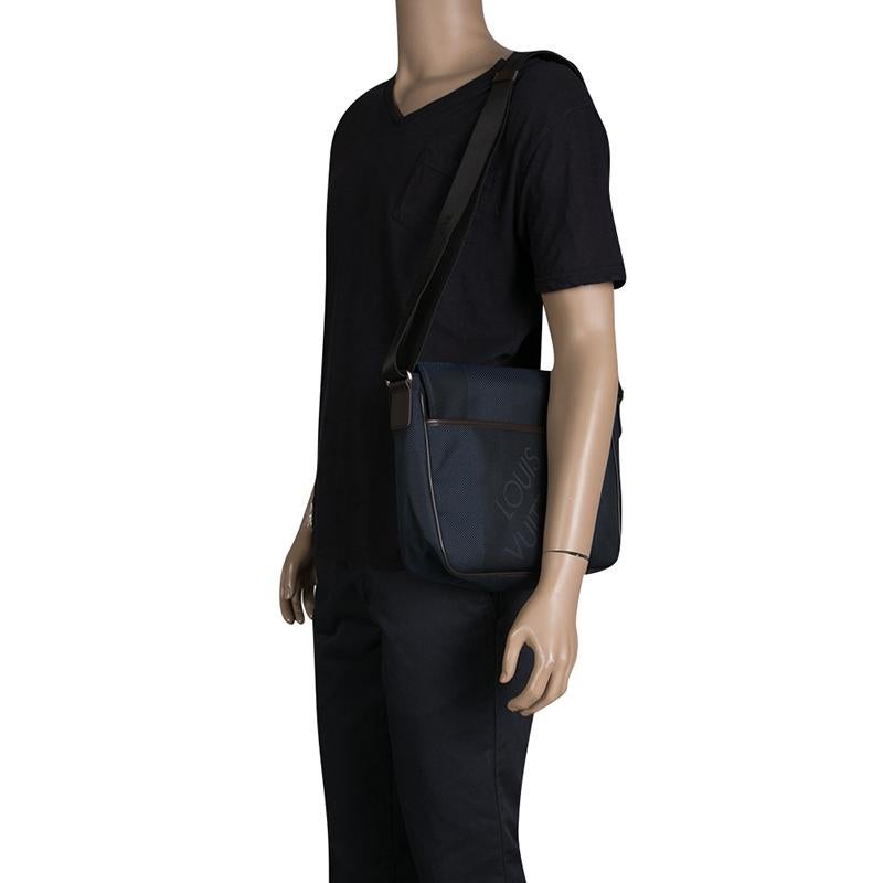 Black Louis Vuitton Blue/Dark Brown Damier Canvas Geant Messenger Bag