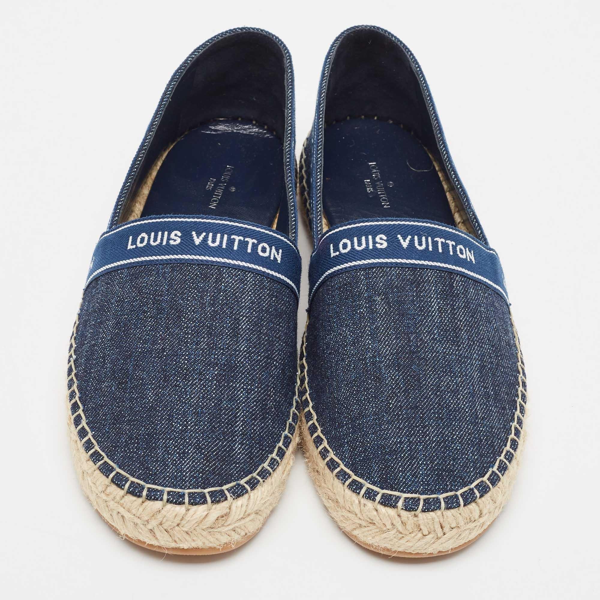 Women's Louis Vuitton Blue Denim and Leather Espadrille Flats Size 37
