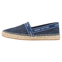 Louis Vuitton Blue Denim and Leather Espadrille Flats Size 37