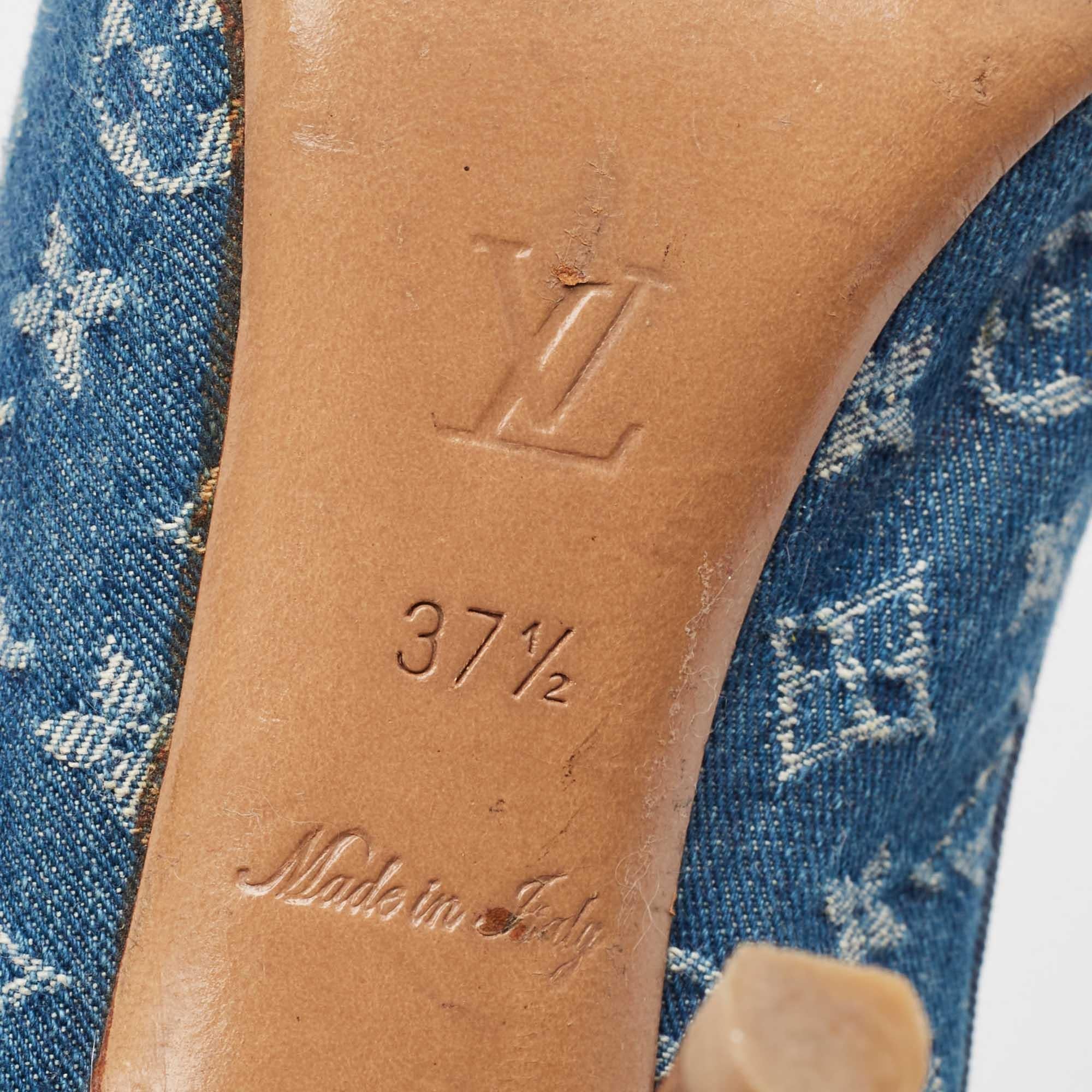 Louis Vuitton Blue Denim and Leather Pumps Size 37.5 3