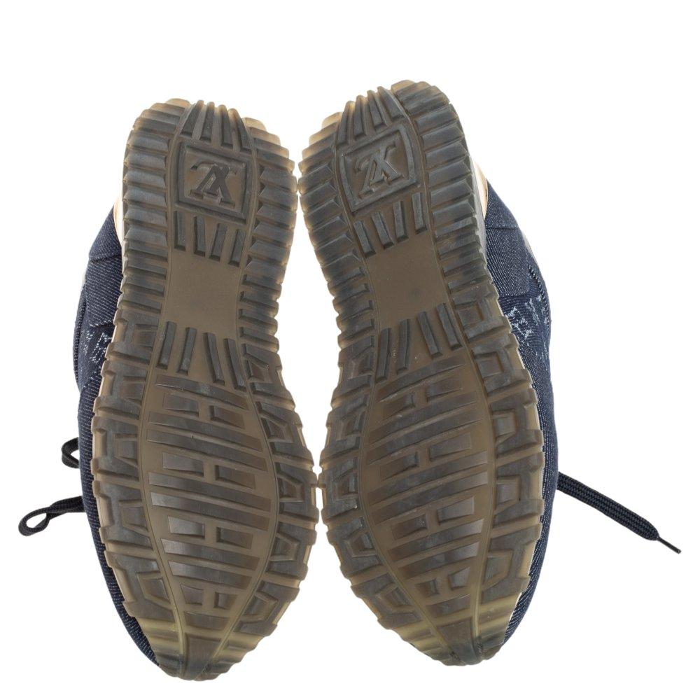 Louis Vuitton Blue Denim And Leather Run Away Sneakers Size 36 In Good Condition In Dubai, Al Qouz 2