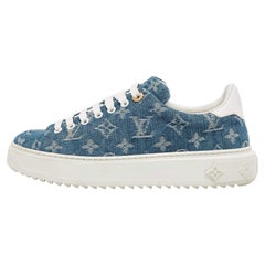 Louis Vuitton Blue Denim and Leather Time Out Lace Up Sneakers Size 37.5