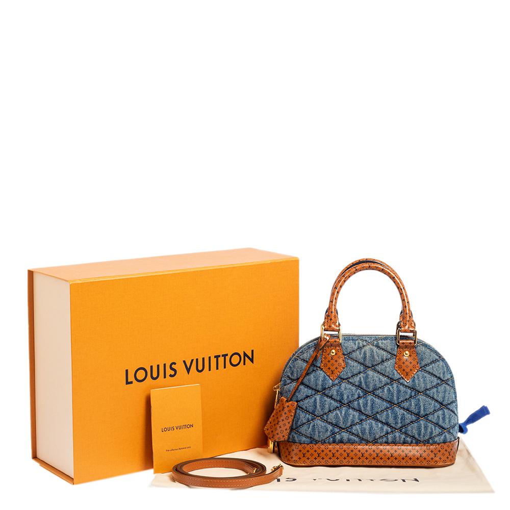 Louis Vuitton Blue Denim and Monogram Leather Alma BB Bag 3