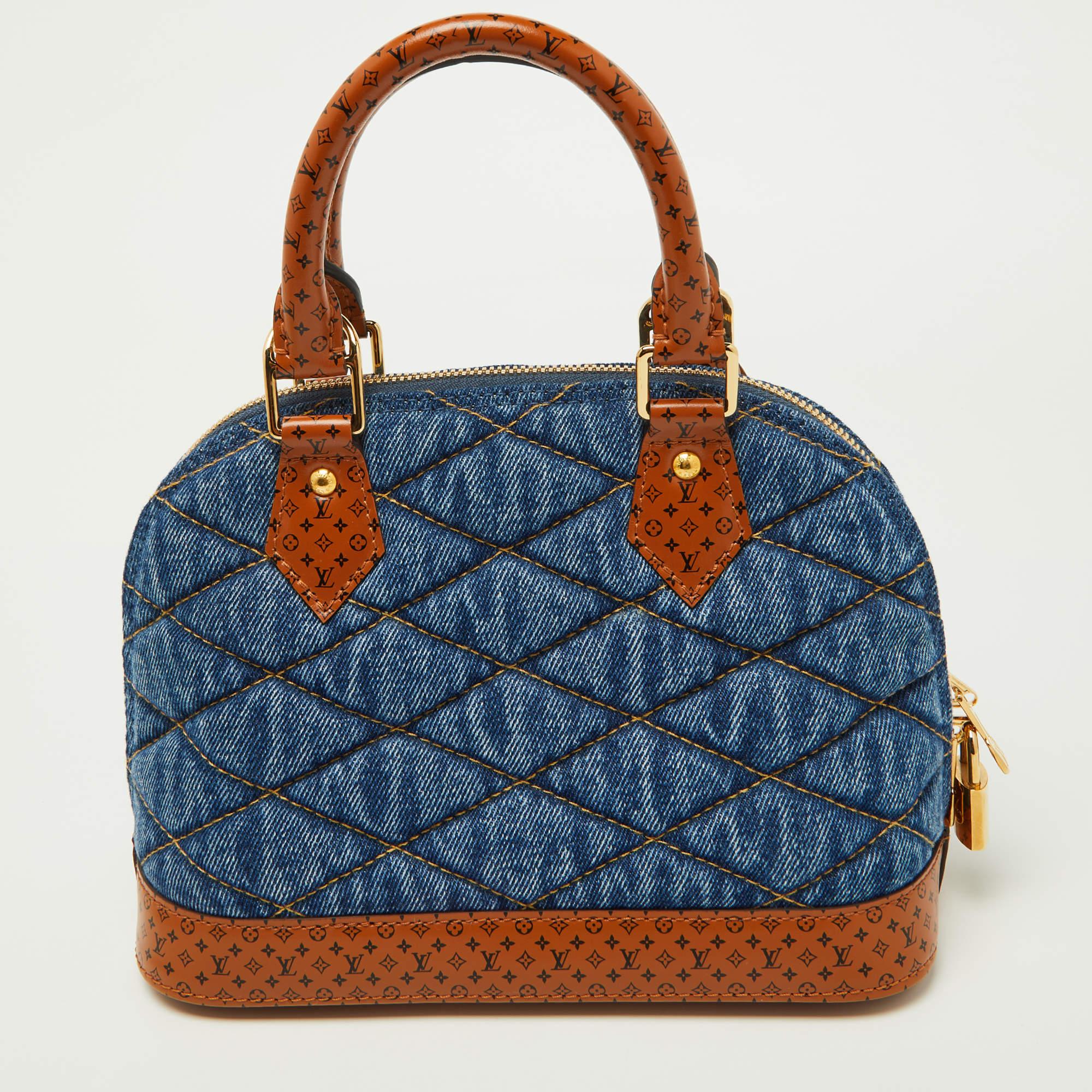 Out of all the irresistible handbags from Louis Vuitton, the Alma is the most structured one. First introduced in 1934 by Gaston-Louis Vuitton, the Alma is a classic that has received love from fashion icons. This piece comes crafted from blue denim