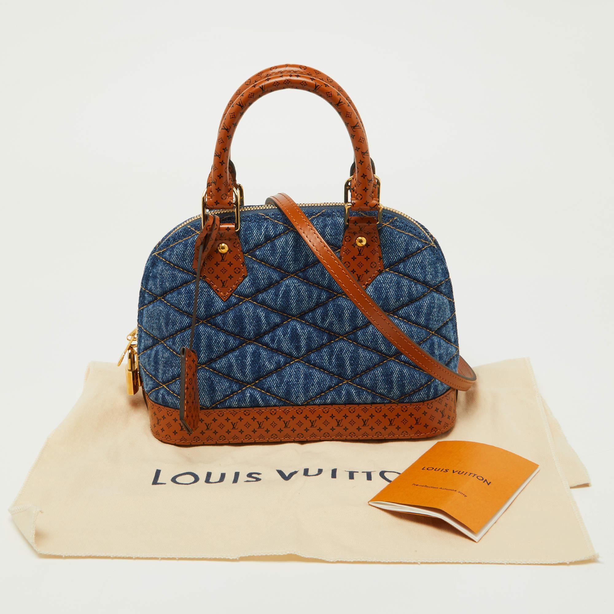 Louis Vuitton Blue Denim and Monogram Leather Alma BB Bag 4