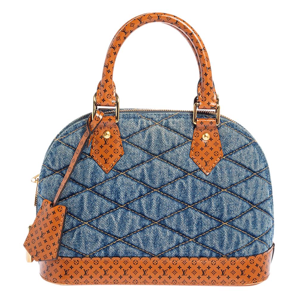Louis Vuitton Blue Denim and Monogram Leather Alma BB Bag at