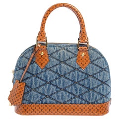 Louis Vuitton Blue Denim and Monogram Leather Alma BB Bag