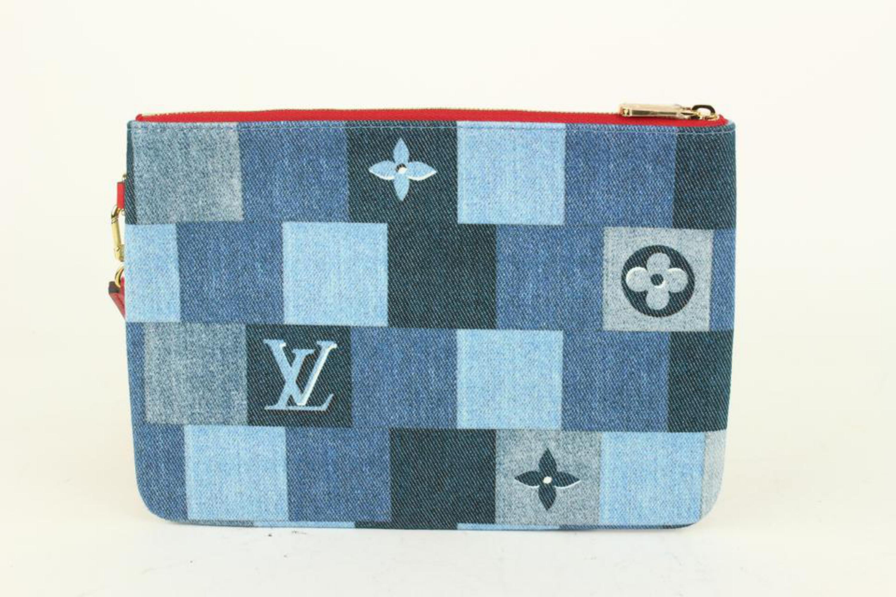Women's Louis Vuitton Blue Denim City Pouch Wristlet Bag 1012lv46