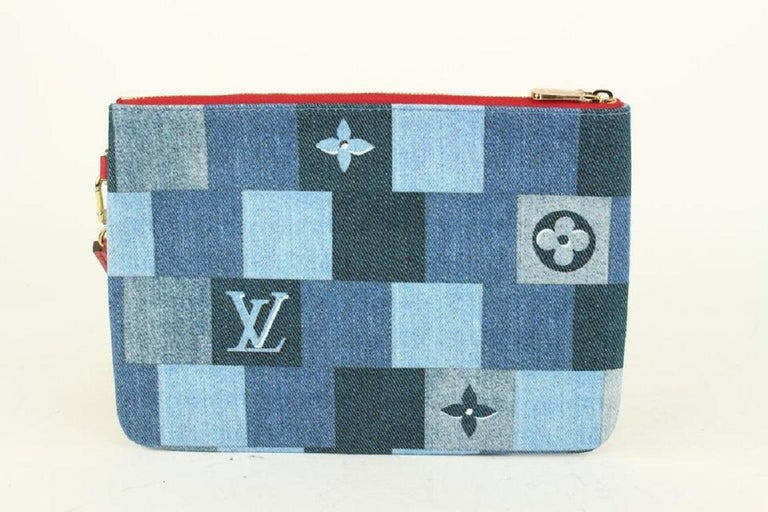 Louis Vuitton Blue Denim City Pouch Wristlet Bag 1012lv46 For Sale 3