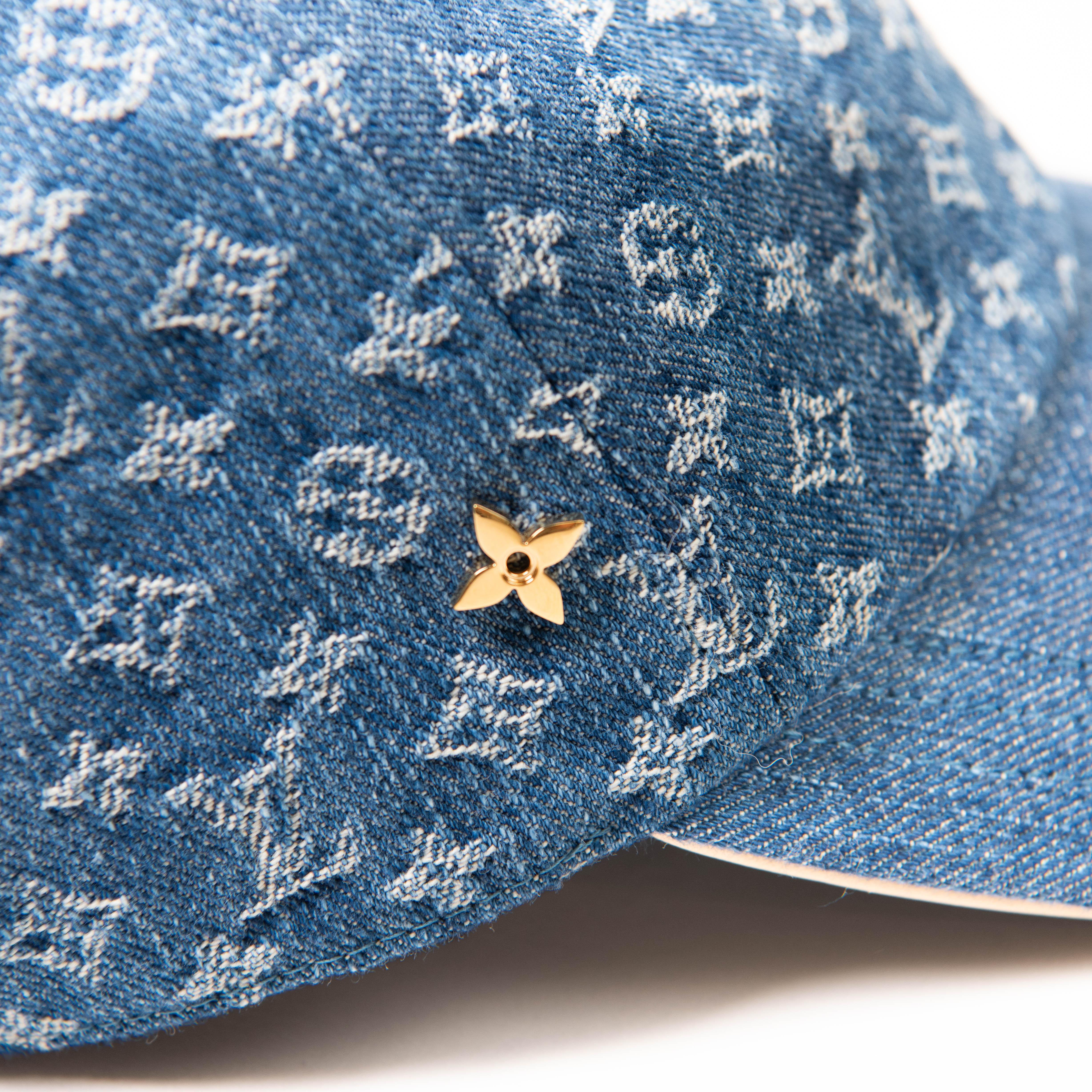 Women's or Men's Louis Vuitton Blue Denim Cotton LV Remix Cap One Size