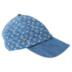 Louis Vuitton Blau Denim Baumwolle LV Remix Cap Eine Größe