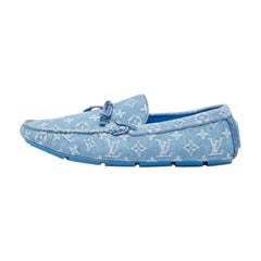 Louis Vuitton Blue Denim Driver  Loafers Size 45