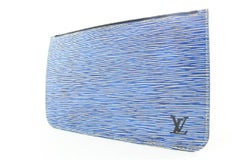 Louis Vuitton Blue Denim Epi Leather Neverfull Pochette MM/GM Wristlet Bag
