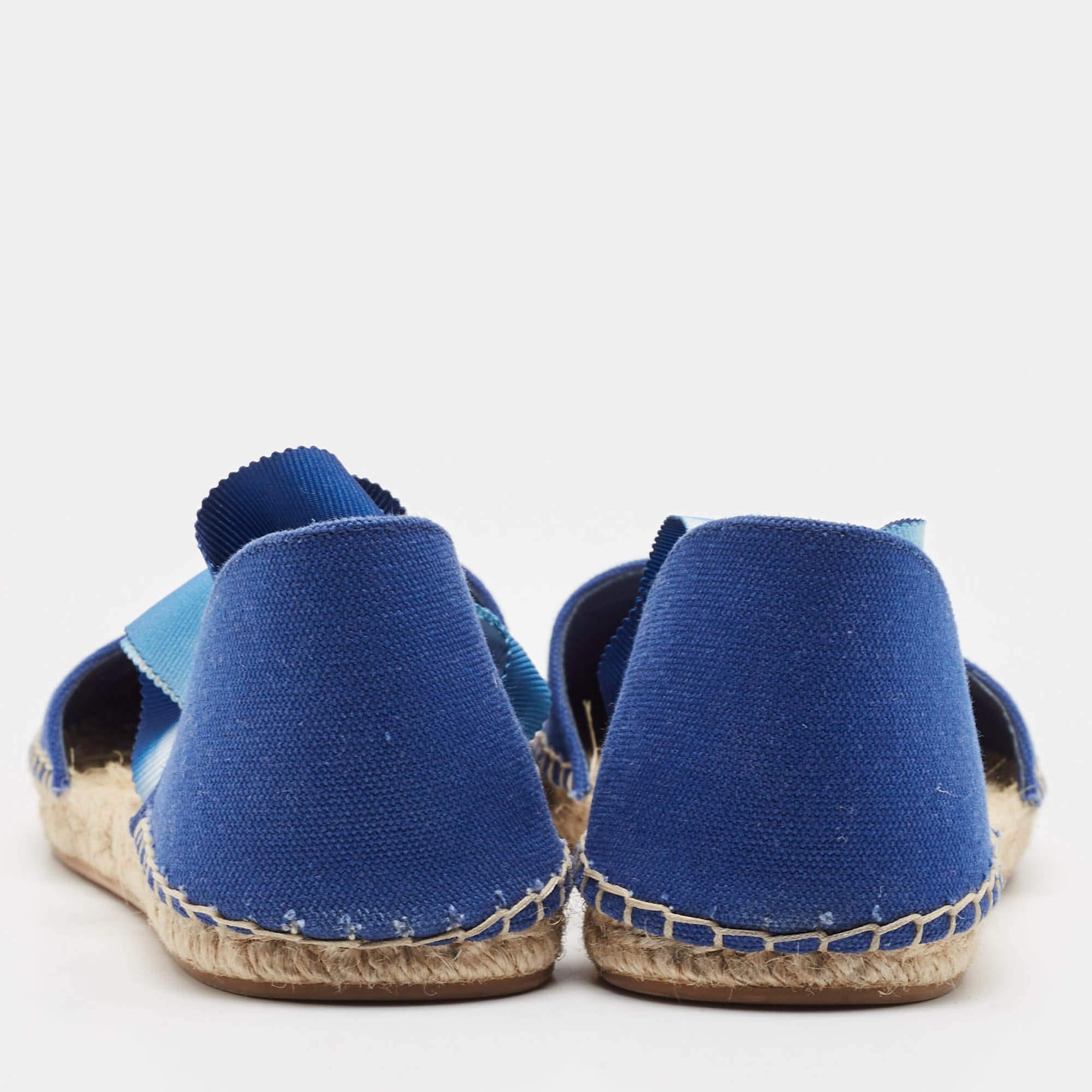 Louis Vuitton Blue Denim Espadrille Flats Size 38 For Sale 1