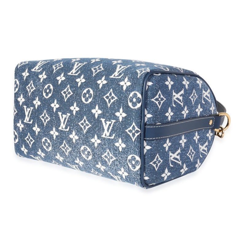Speedy bandoulière cloth handbag Louis Vuitton Blue in Cloth - 25276918