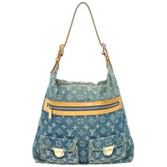 Used Louis Vuitton Blue Denim Monogram Baggy GM Bag