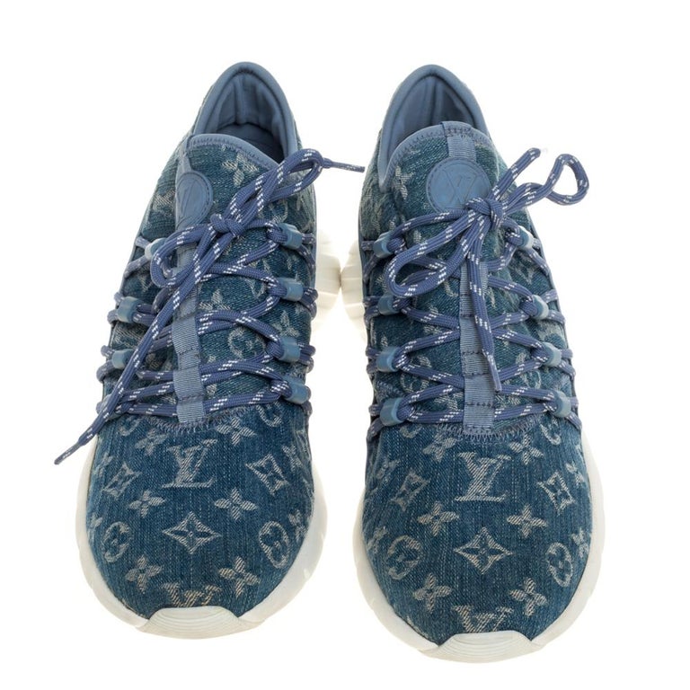 Louis Vuitton Men's 9.5 US Blue Damier Fast Lane Knit Sneakers 29lv21s at  1stDibs