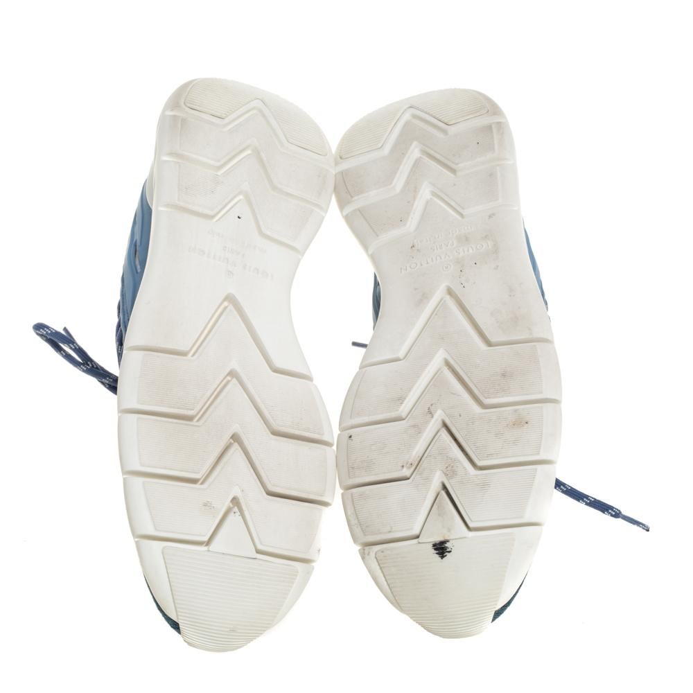 Men's Louis Vuitton Blue Denim Monogram Fastlane Sneakers Size 40.5