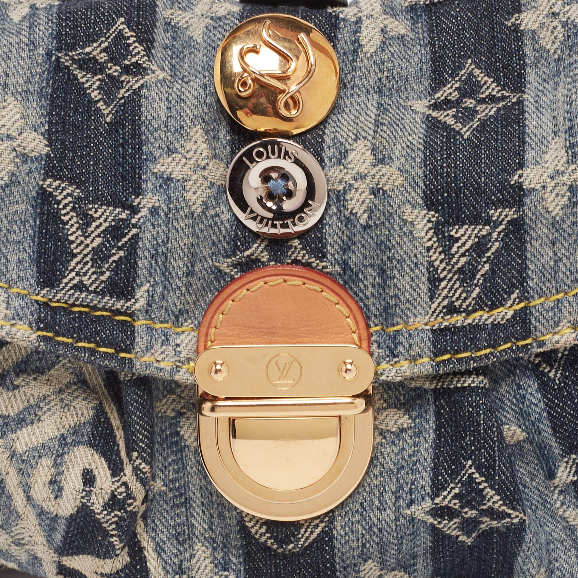 Louis Vuitton Blue Denim Monogram Mini Limited Edition Pleaty Raye Bag In Good Condition In Dubai, Al Qouz 2