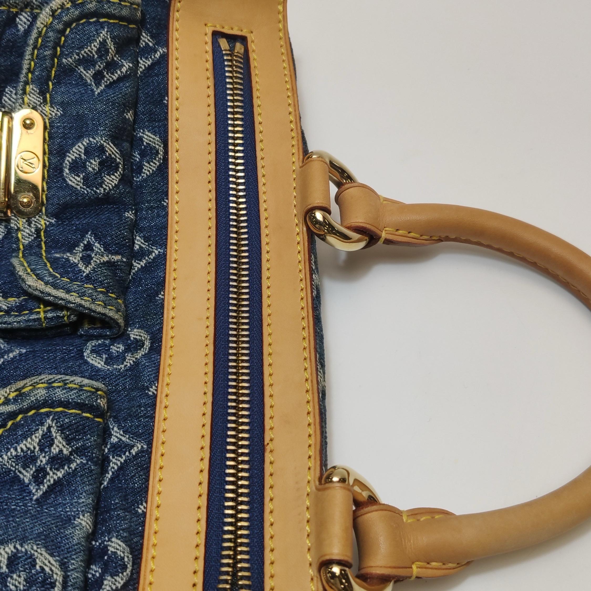 Louis Vuitton Blue Denim Neo Speedy Boston Bag For Sale 8