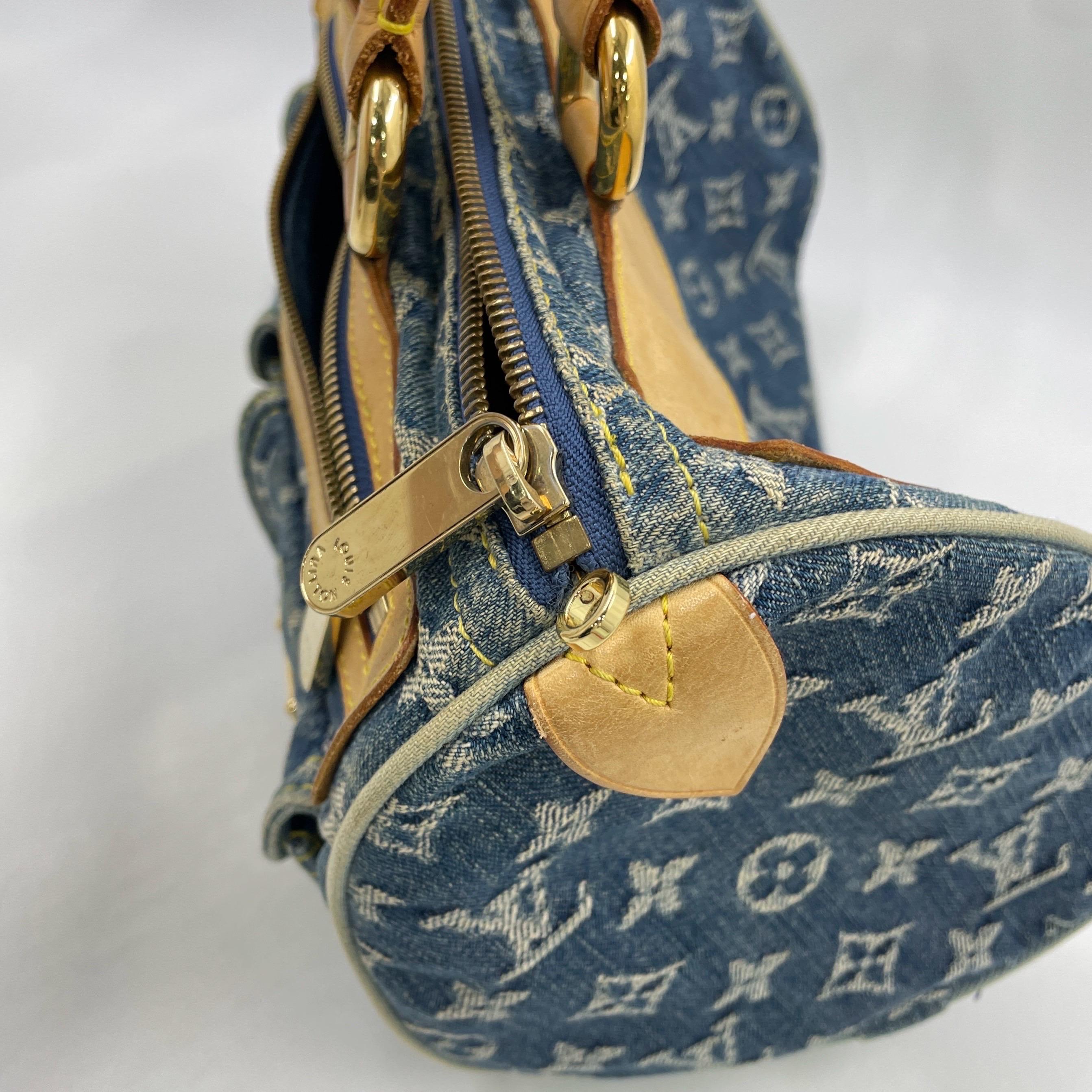 Louis Vuitton Blue Denim Neo Speedy Boston Bag For Sale 8