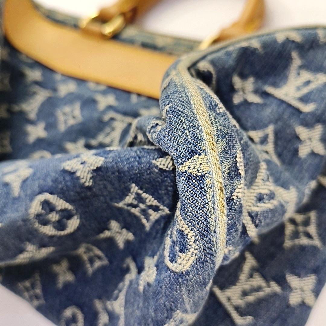 Louis Vuitton Blue Denim Neo Speedy Boston Bag For Sale 9