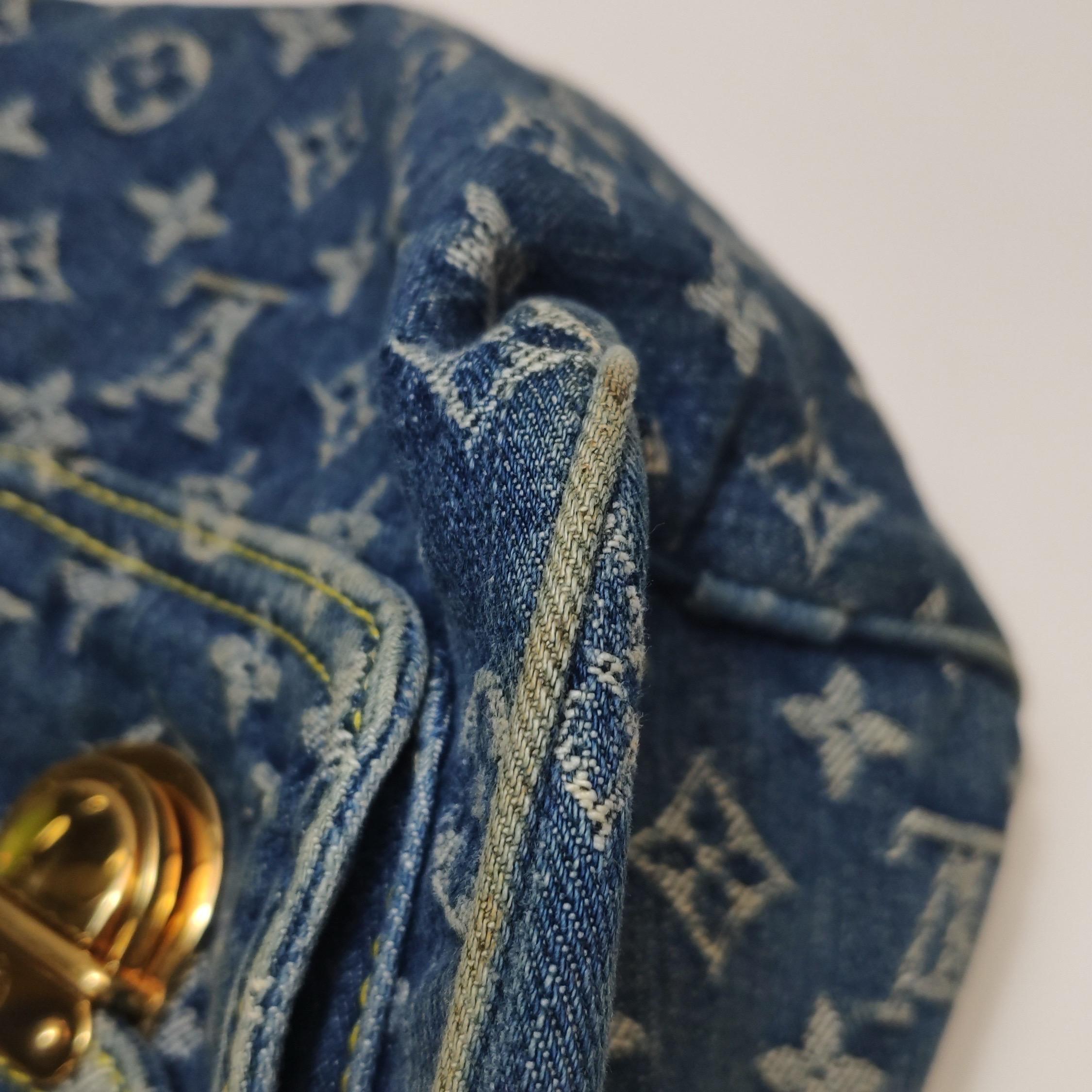Louis Vuitton Blue Denim Neo Speedy Boston Bag For Sale 9