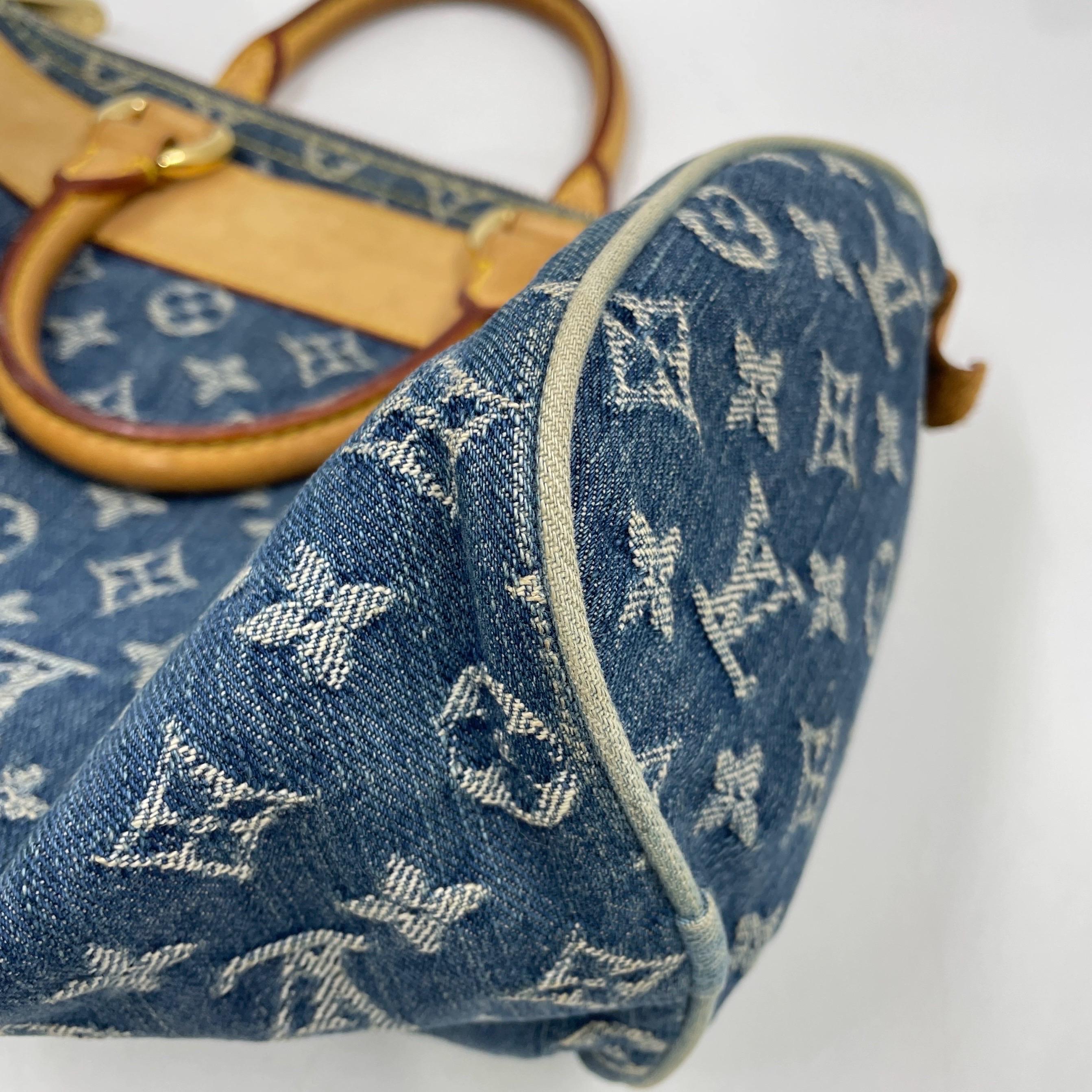 Louis Vuitton Blue Denim Neo Speedy Boston Bag For Sale 9