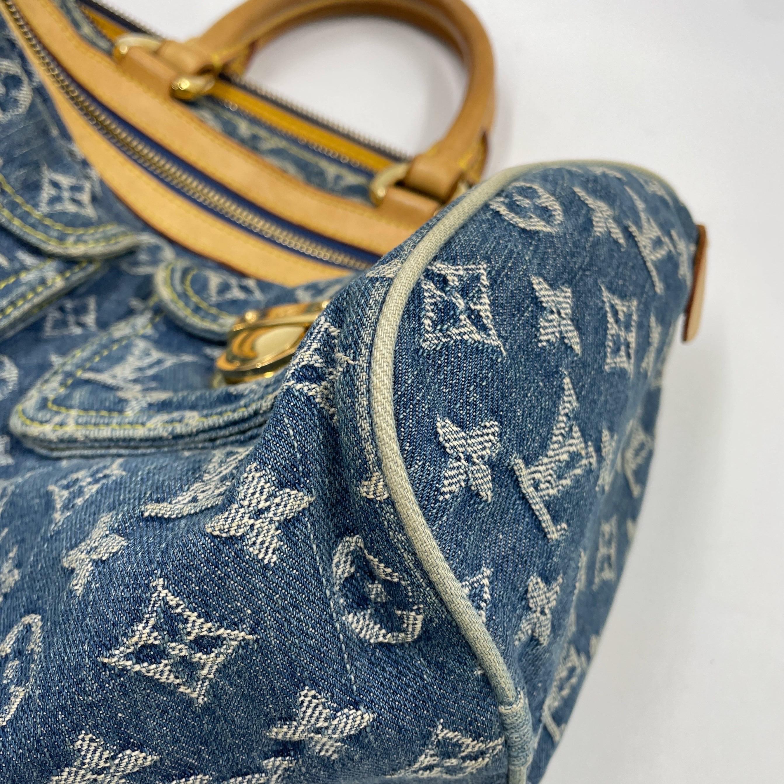 Louis Vuitton Blue Denim Neo Speedy Boston Bag For Sale 10