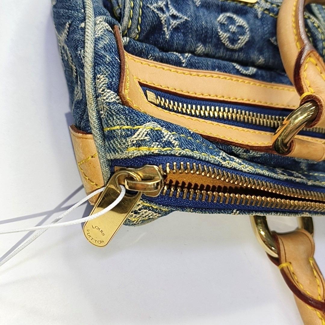 Louis Vuitton Blue Denim Neo Speedy Boston Bag For Sale 13