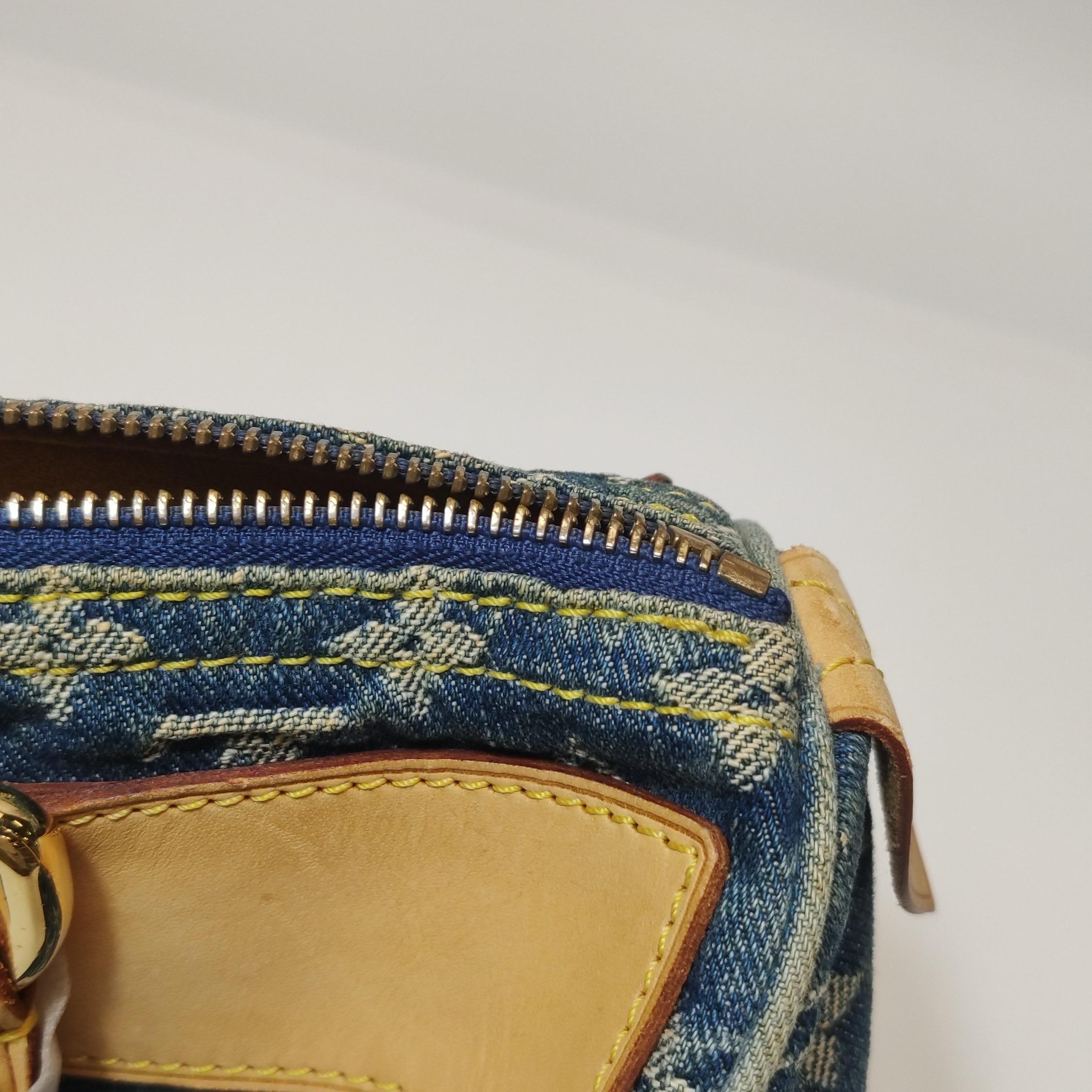 Louis Vuitton Blue Denim Neo Speedy Boston Bag For Sale 13