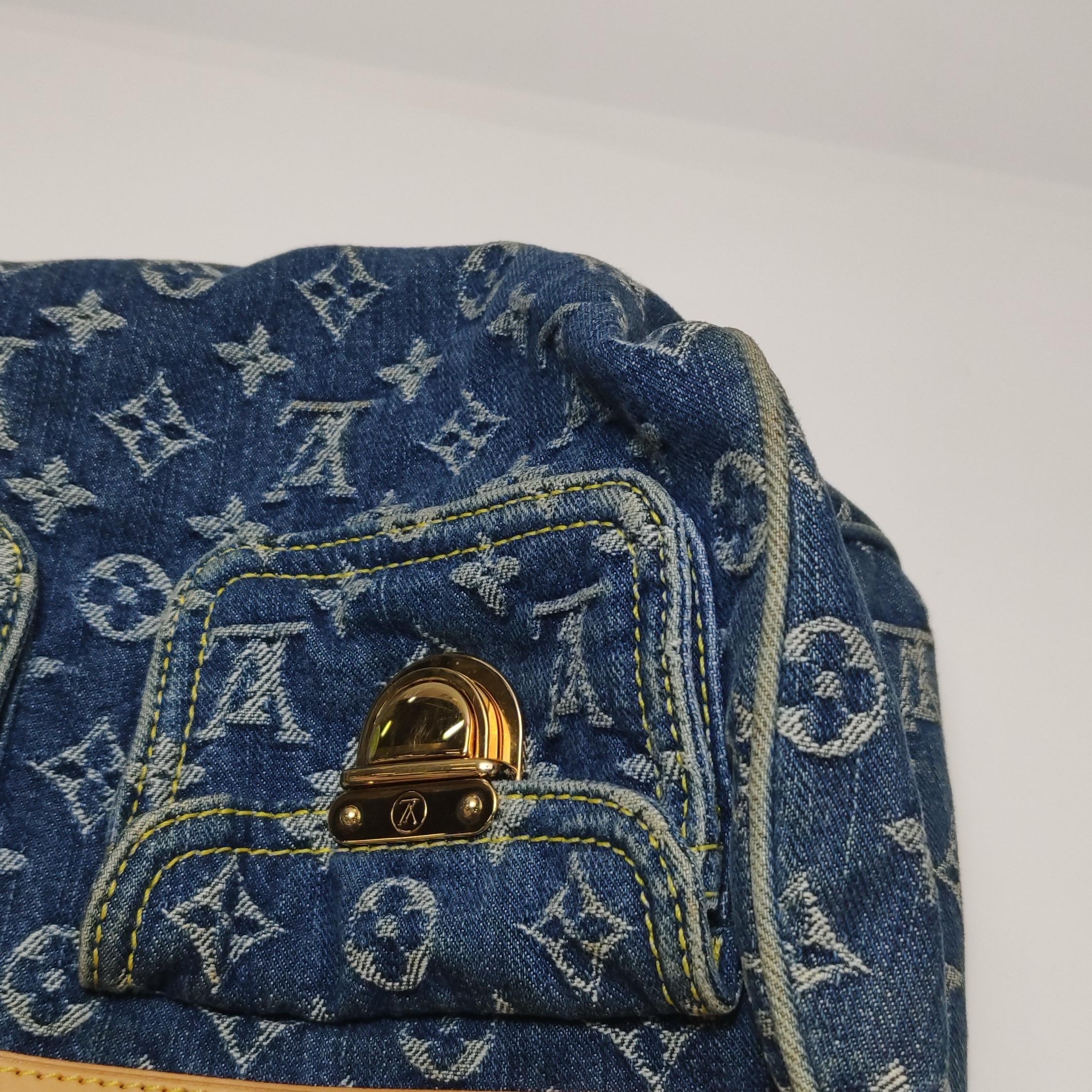 Louis Vuitton Blue Denim Neo Speedy Boston Bag For Sale 15