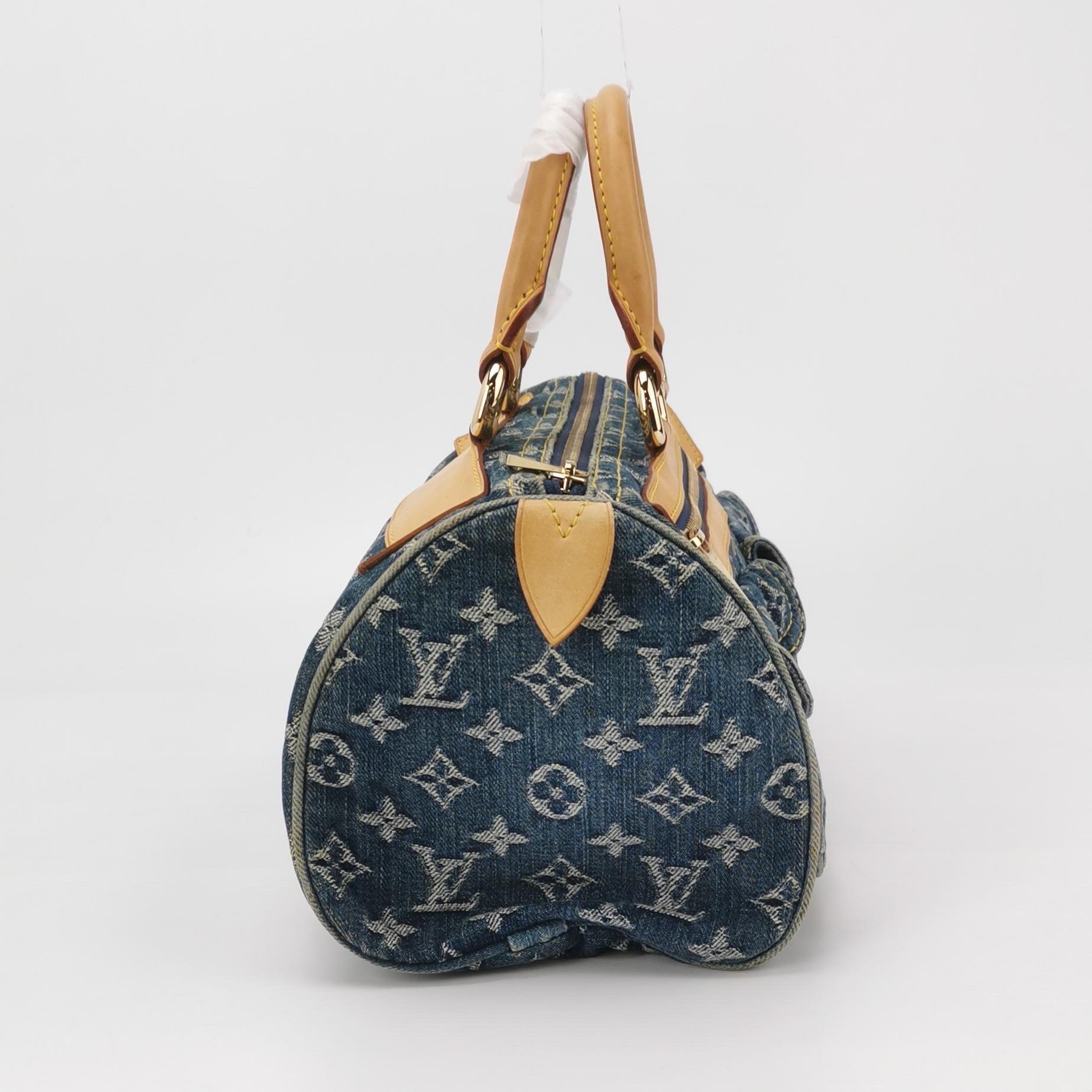 Black Louis Vuitton Blue Denim Neo Speedy Boston Bag For Sale