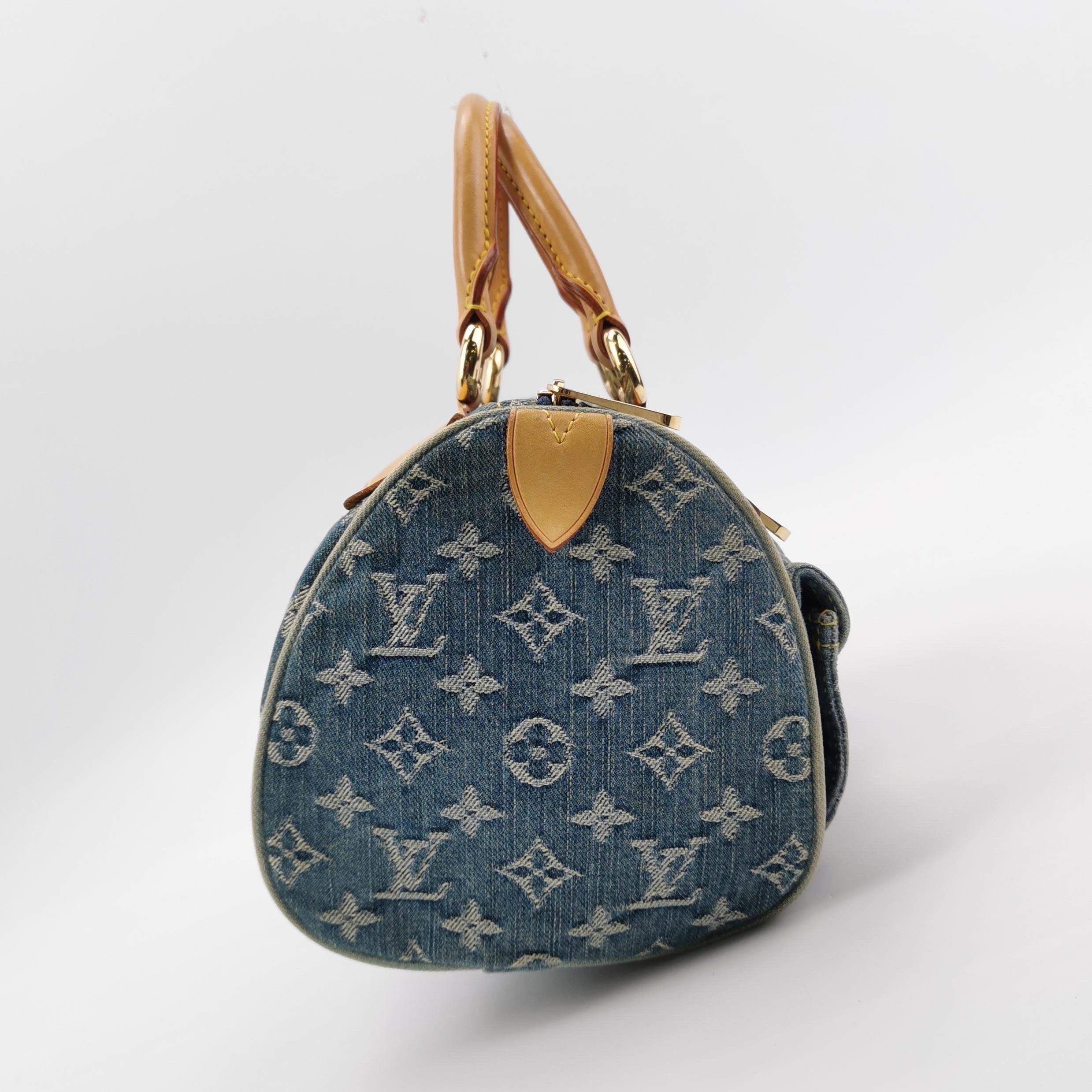 Louis Vuitton Blue Denim Neo Speedy Boston Bag In Good Condition In AUBERVILLIERS, FR