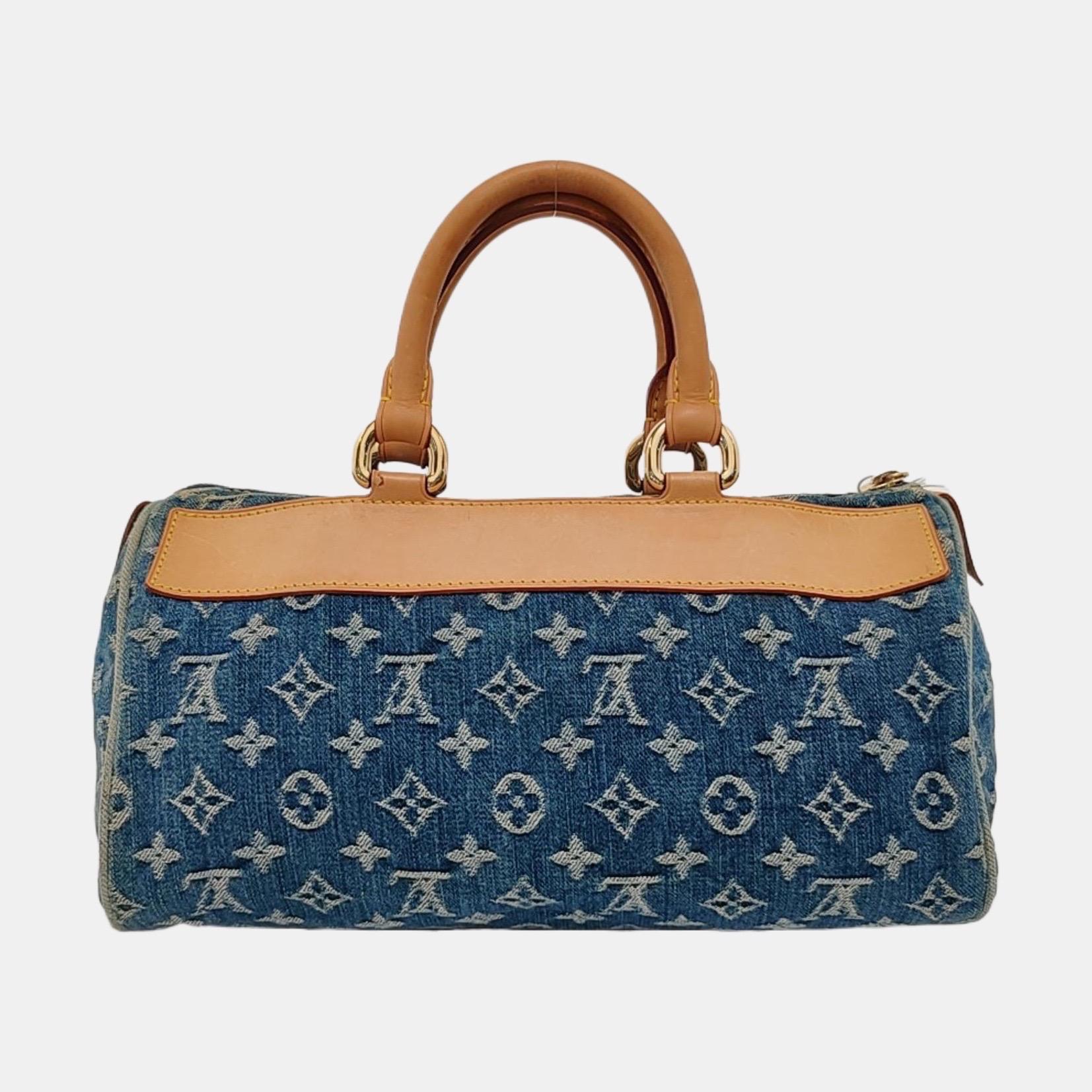 Louis Vuitton Blue Denim Neo Speedy Boston Bag In Good Condition For Sale In AUBERVILLIERS, FR