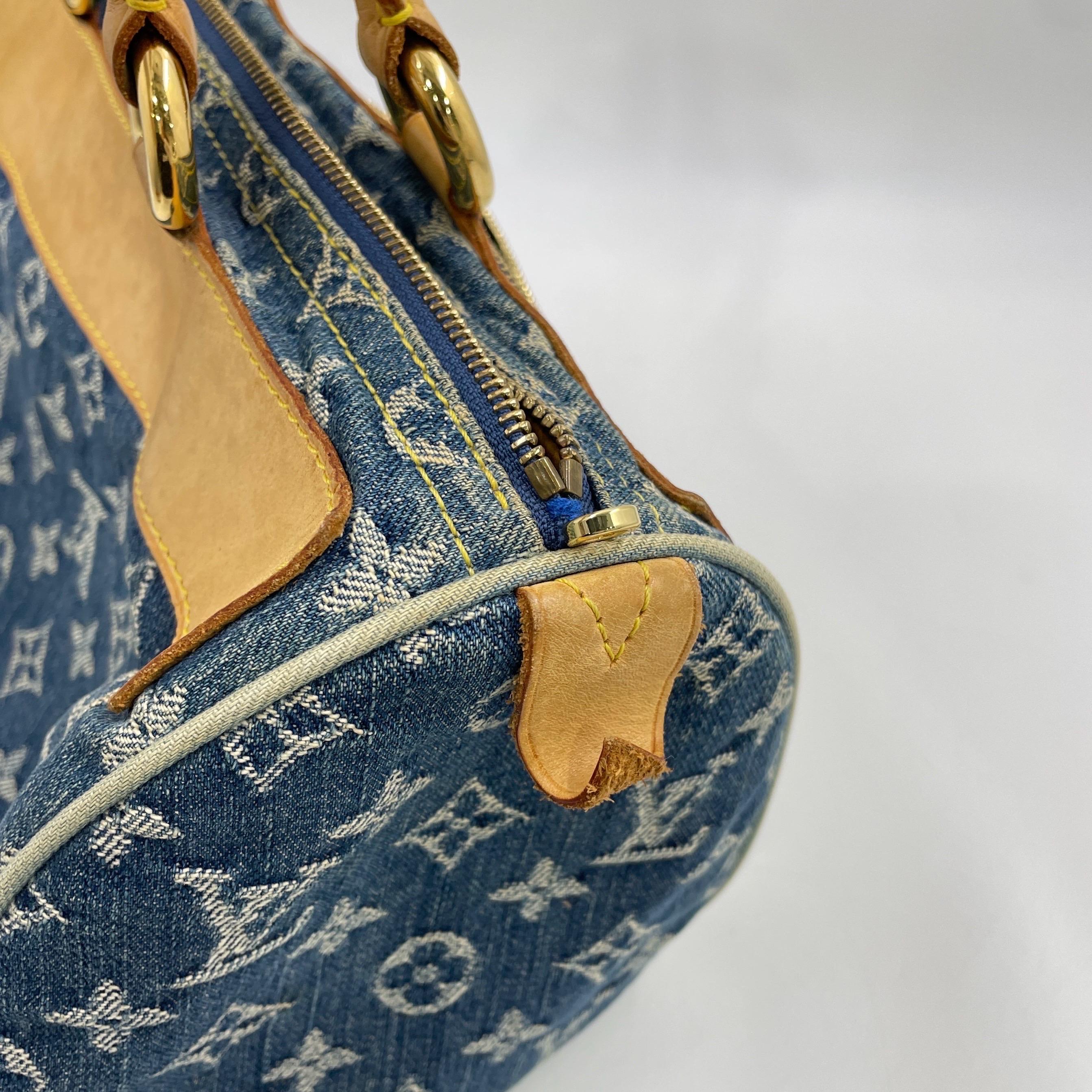 Louis Vuitton Blue Denim Neo Speedy Boston Bag In Good Condition For Sale In AUBERVILLIERS, FR
