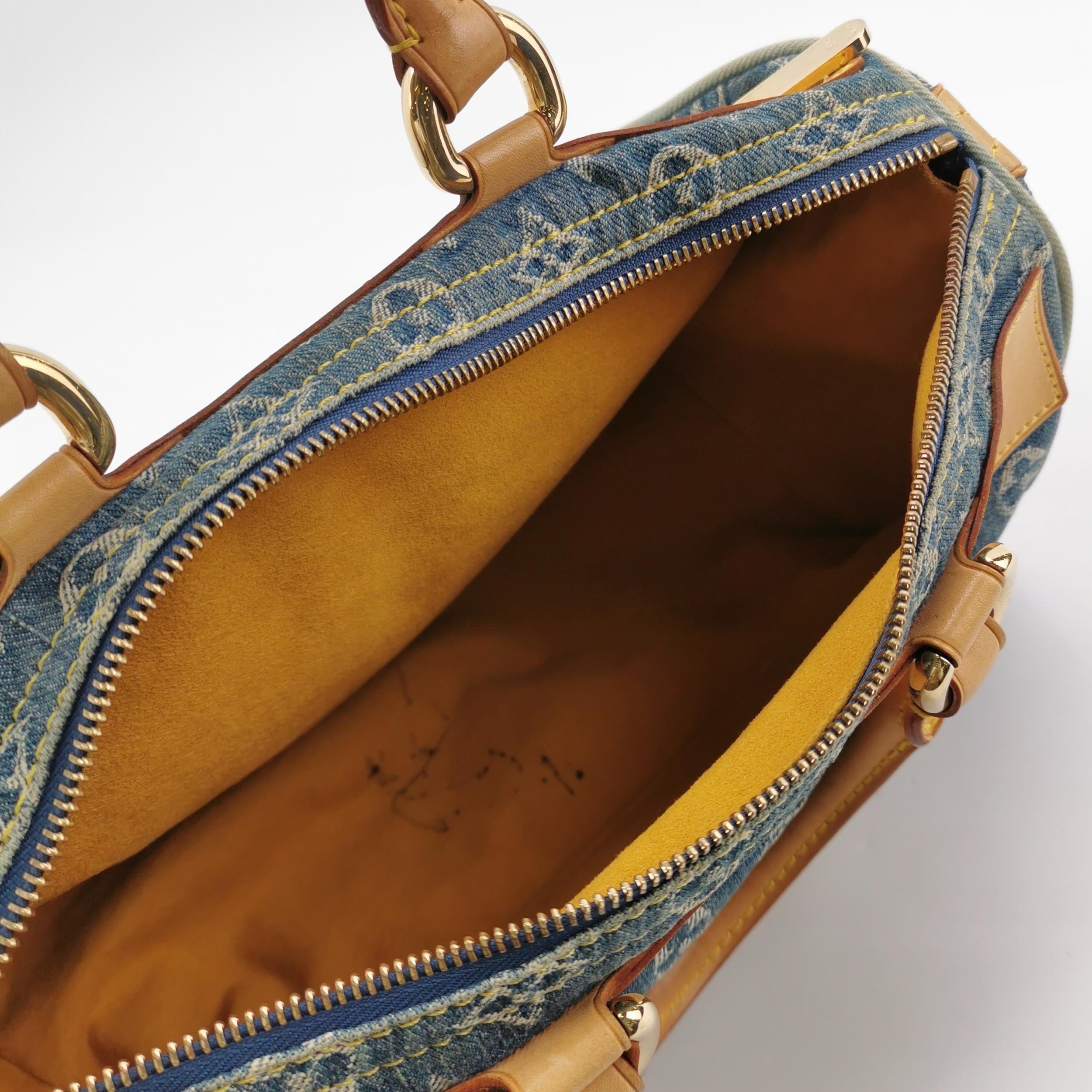 Women's or Men's Louis Vuitton Blue Denim Neo Speedy Boston Bag