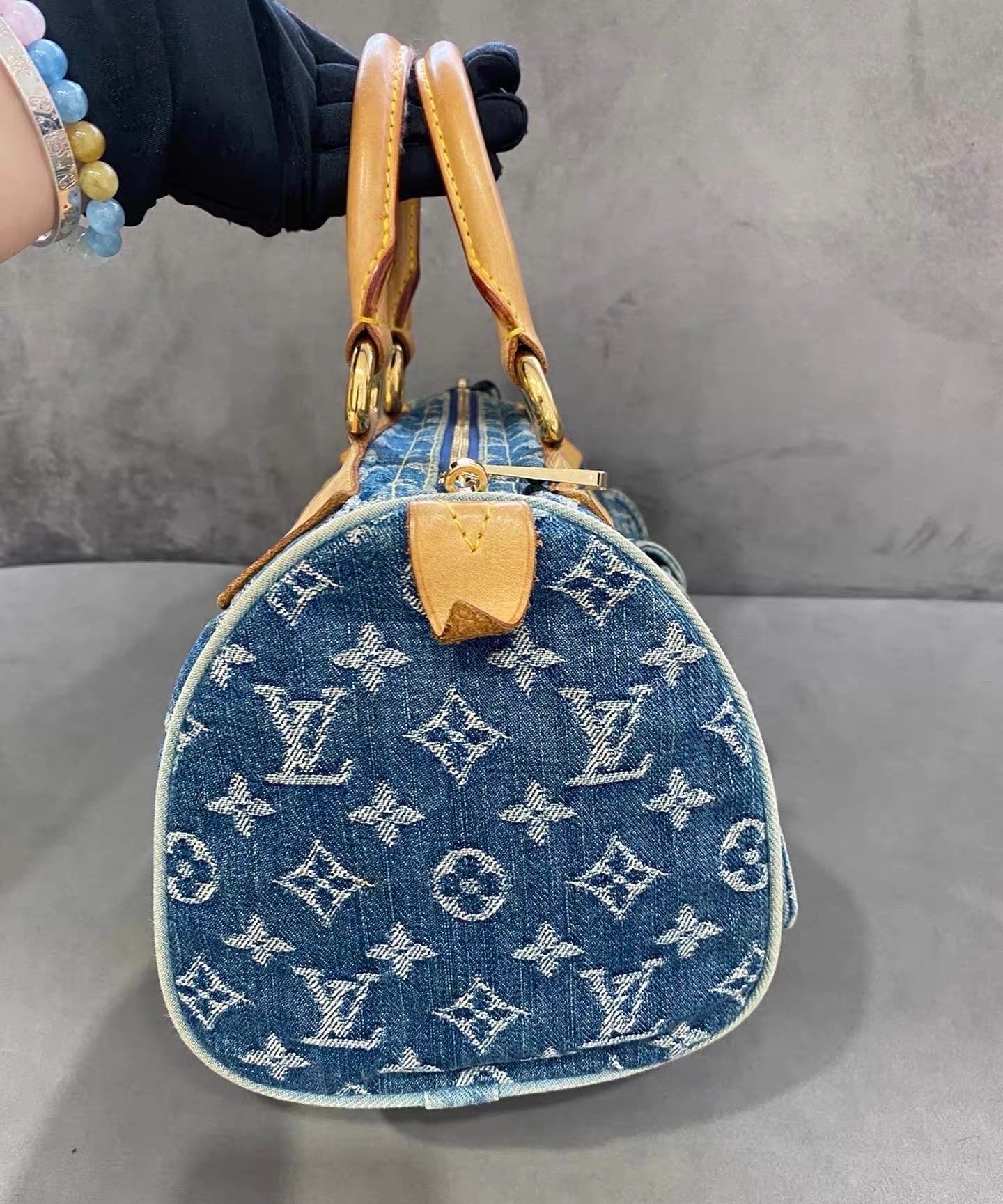 Louis Vuitton Blue Denim Neo Speedy Boston Bag For Sale 1