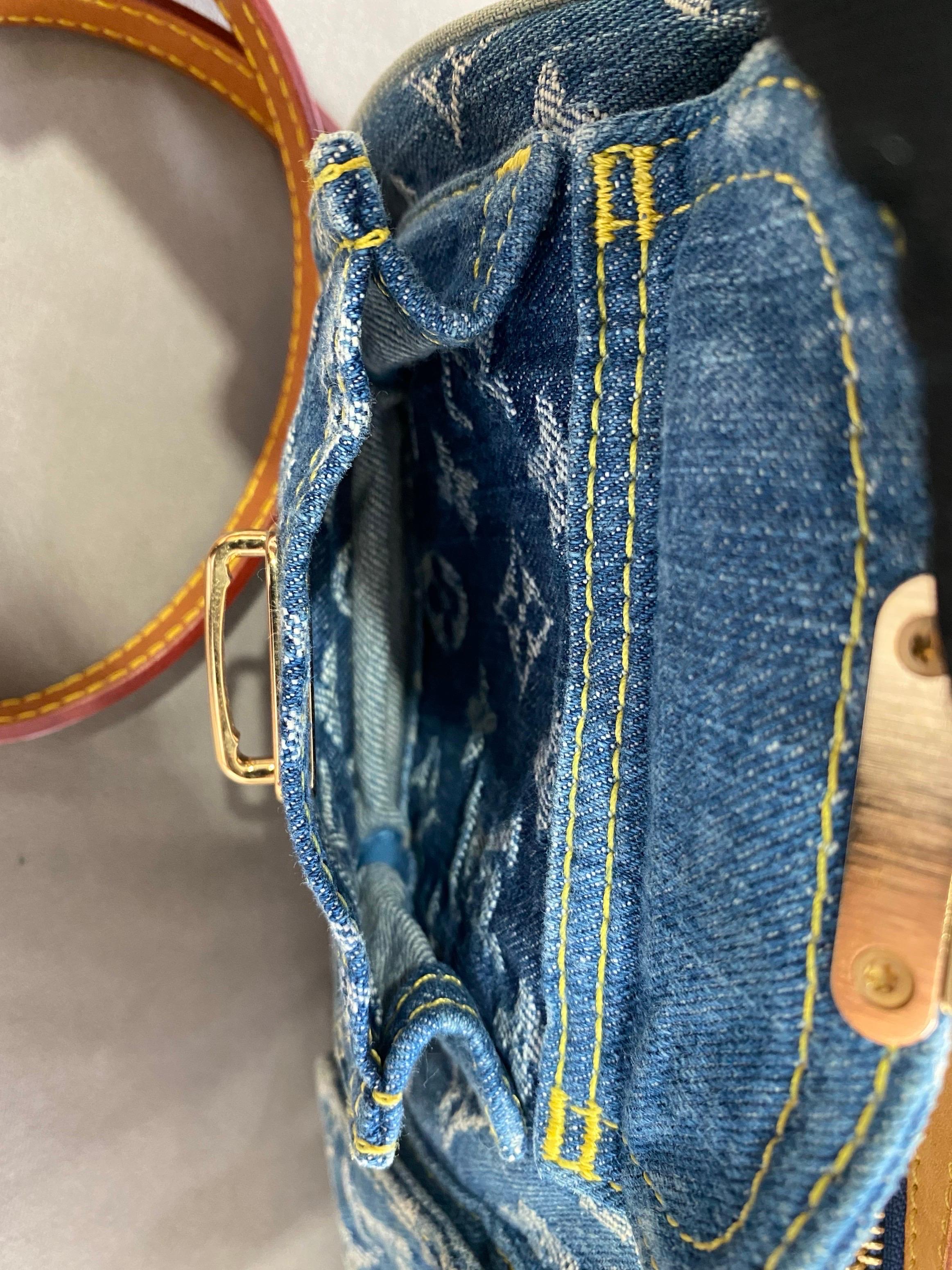 Louis Vuitton Blue Denim Neo Speedy Boston Bag For Sale 2