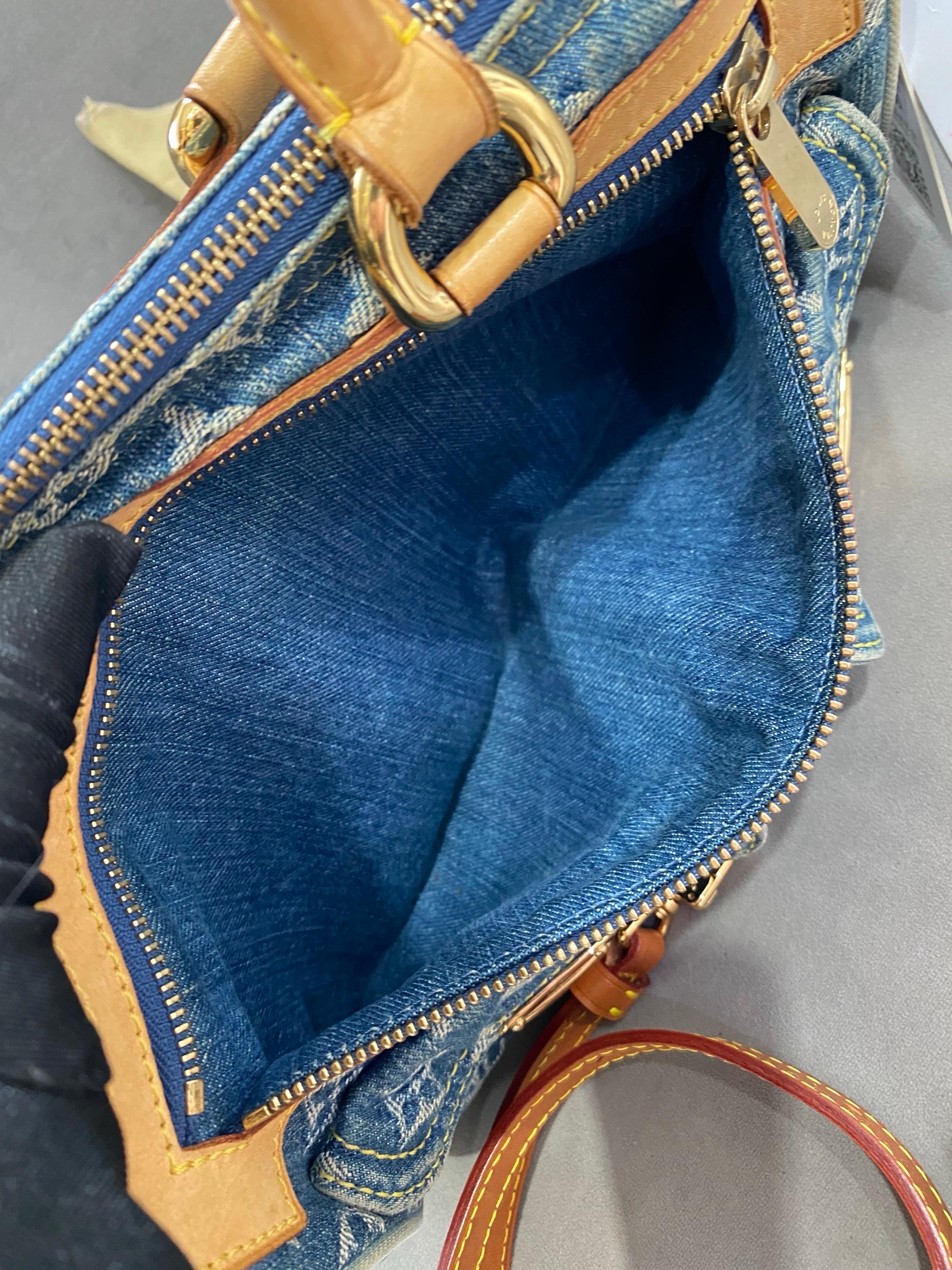 Louis Vuitton Blue Denim Neo Speedy Boston Bag For Sale 3