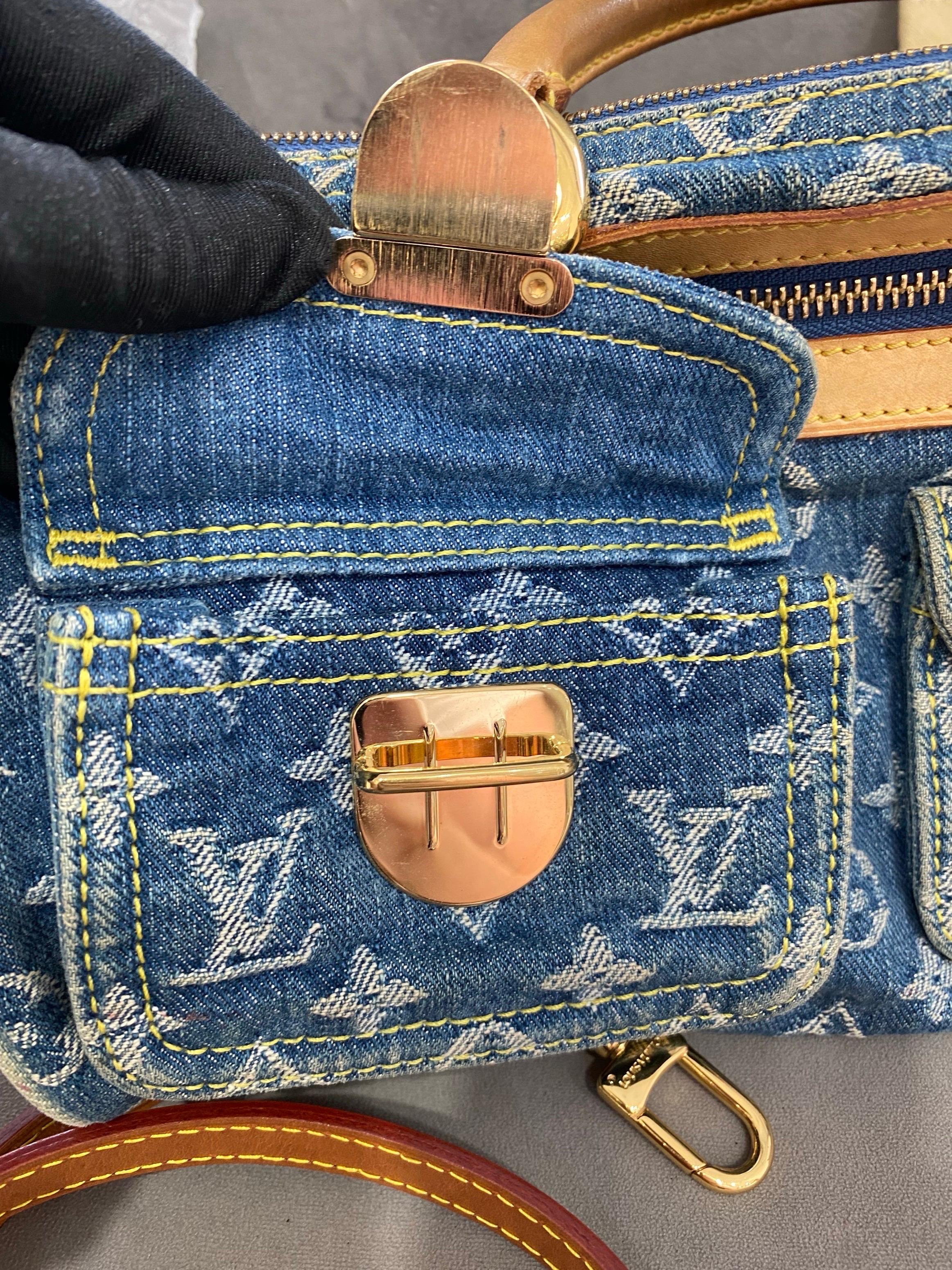 Louis Vuitton Blue Denim Neo Speedy Boston Bag For Sale 4