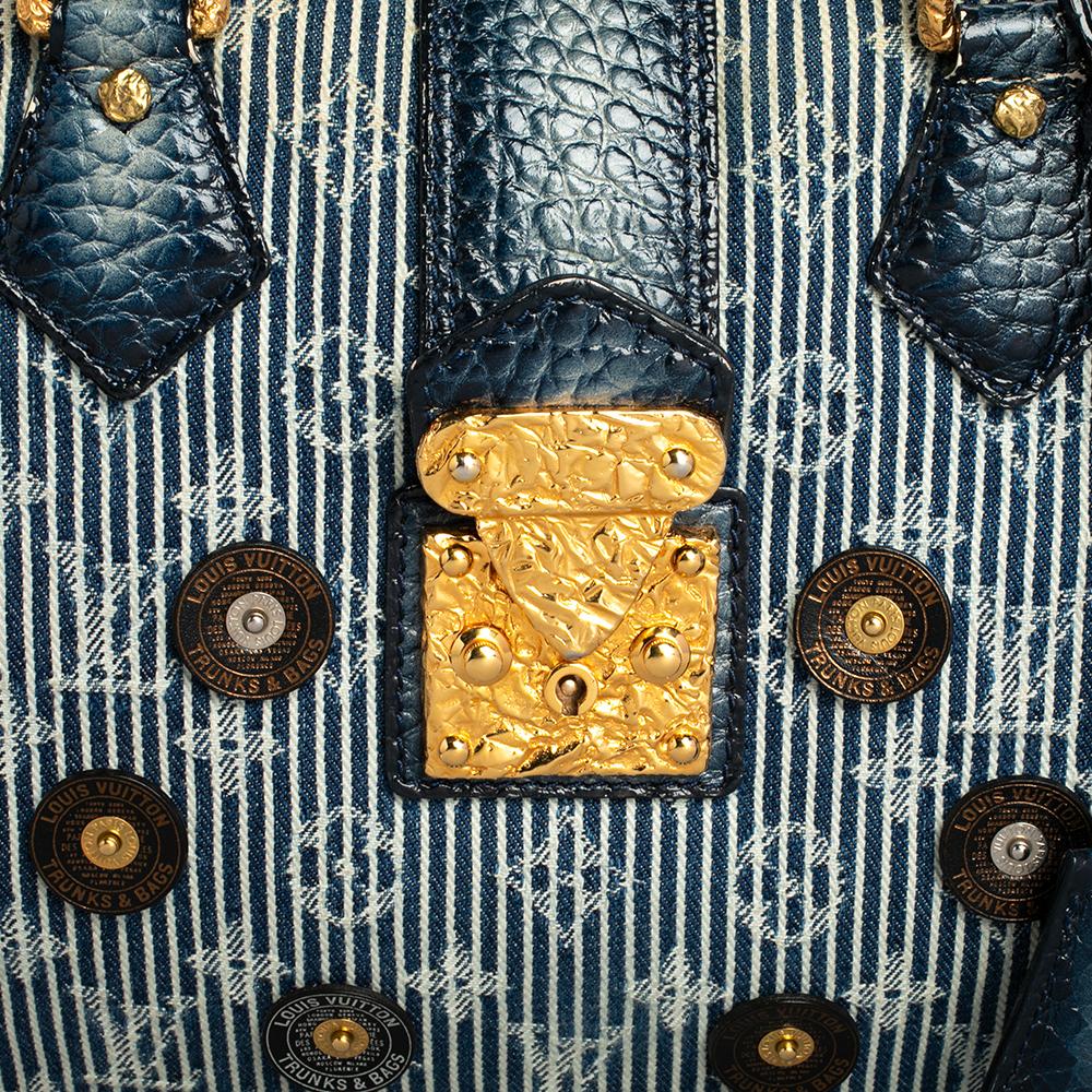 Gray Louis Vuitton Blue Denim Polka Dots Limited Edition Panema Bowly Bag