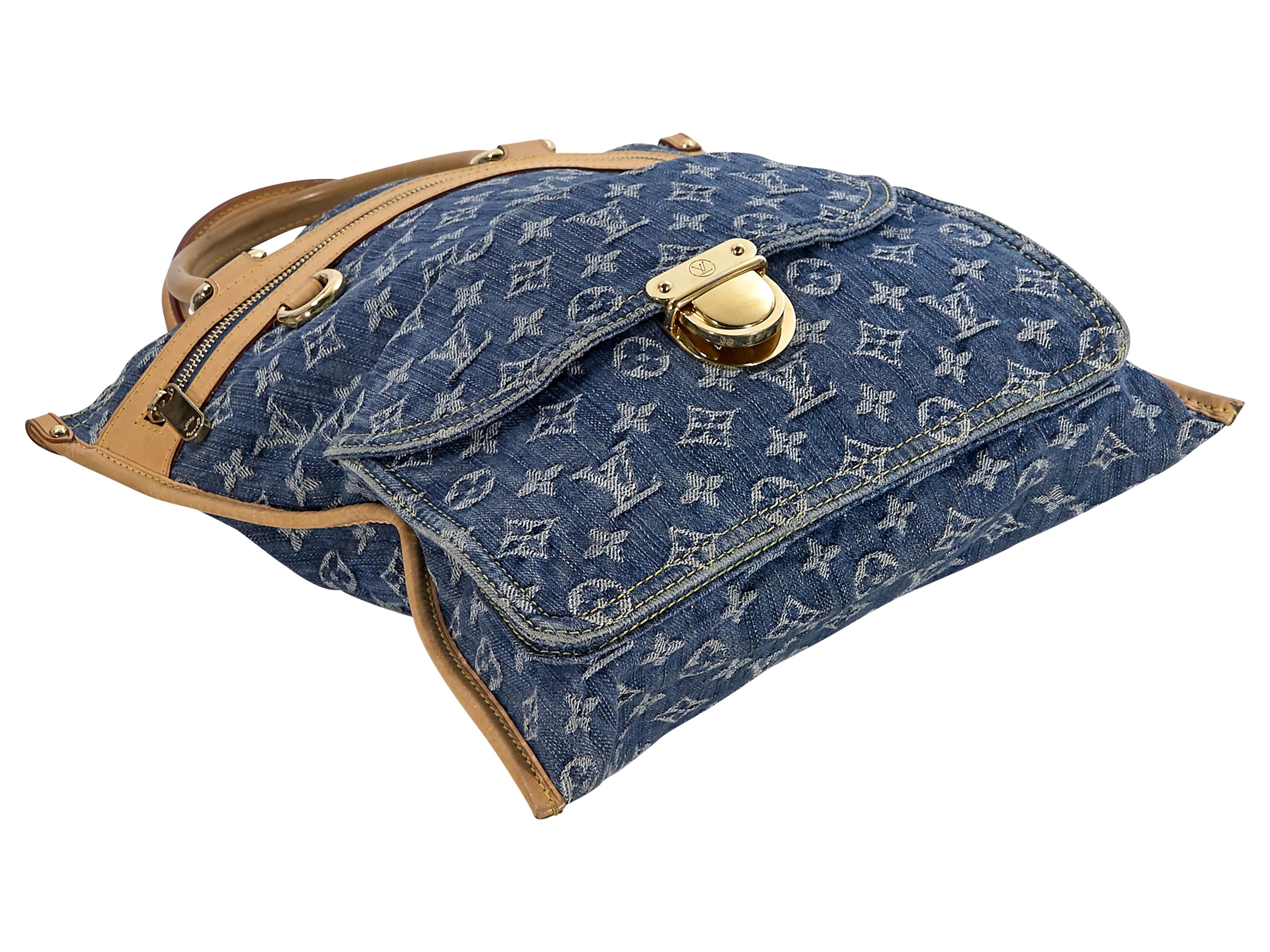 Black Louis Vuitton  Blue Denim Sac Plat Monogram Tote Bag