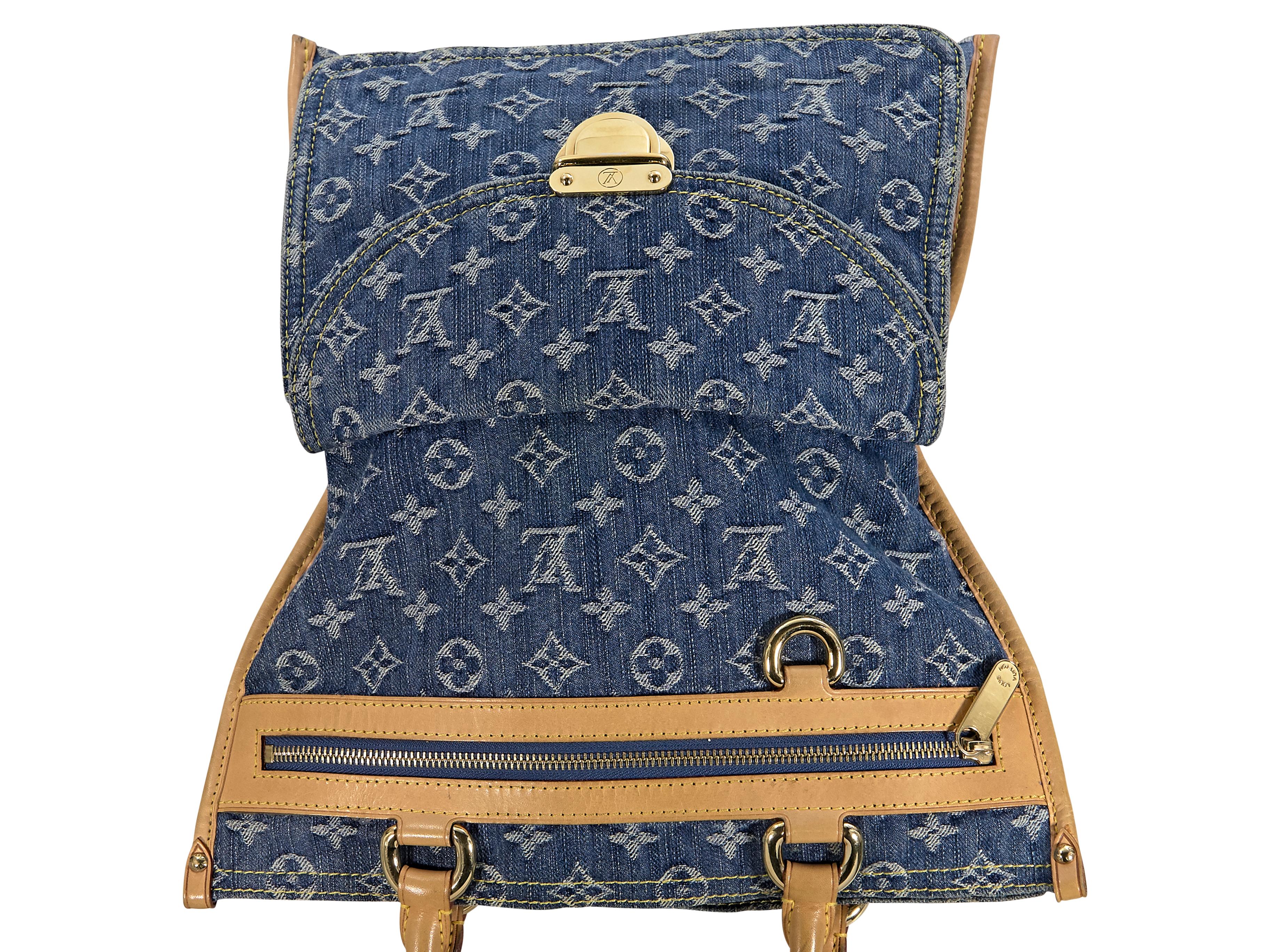 Women's Louis Vuitton  Blue Denim Sac Plat Monogram Tote Bag