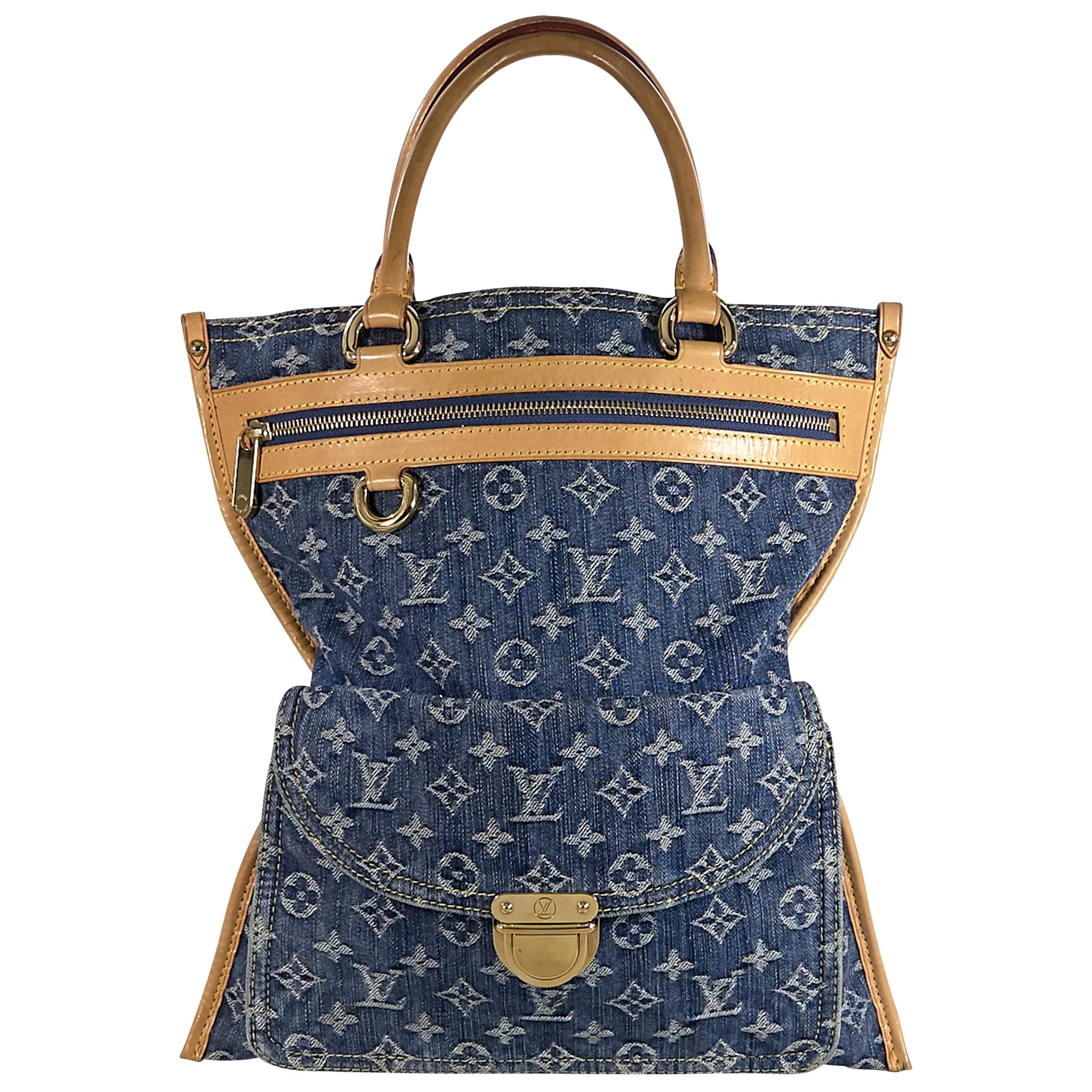 Louis Vuitton  Blue Denim Sac Plat Monogram Tote Bag