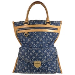 Louis Vuitton  Blue Denim Sac Plat Monogram Tote Bag