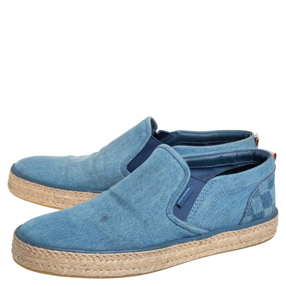 Men's Louis Vuitton Blue Denim Slip On Espadrille Sneakers Size 44