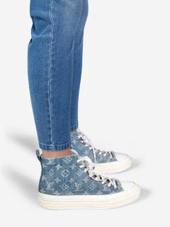 Louis Vuitton Blue Denim Stellar High Top Trainers Size IT 39.5