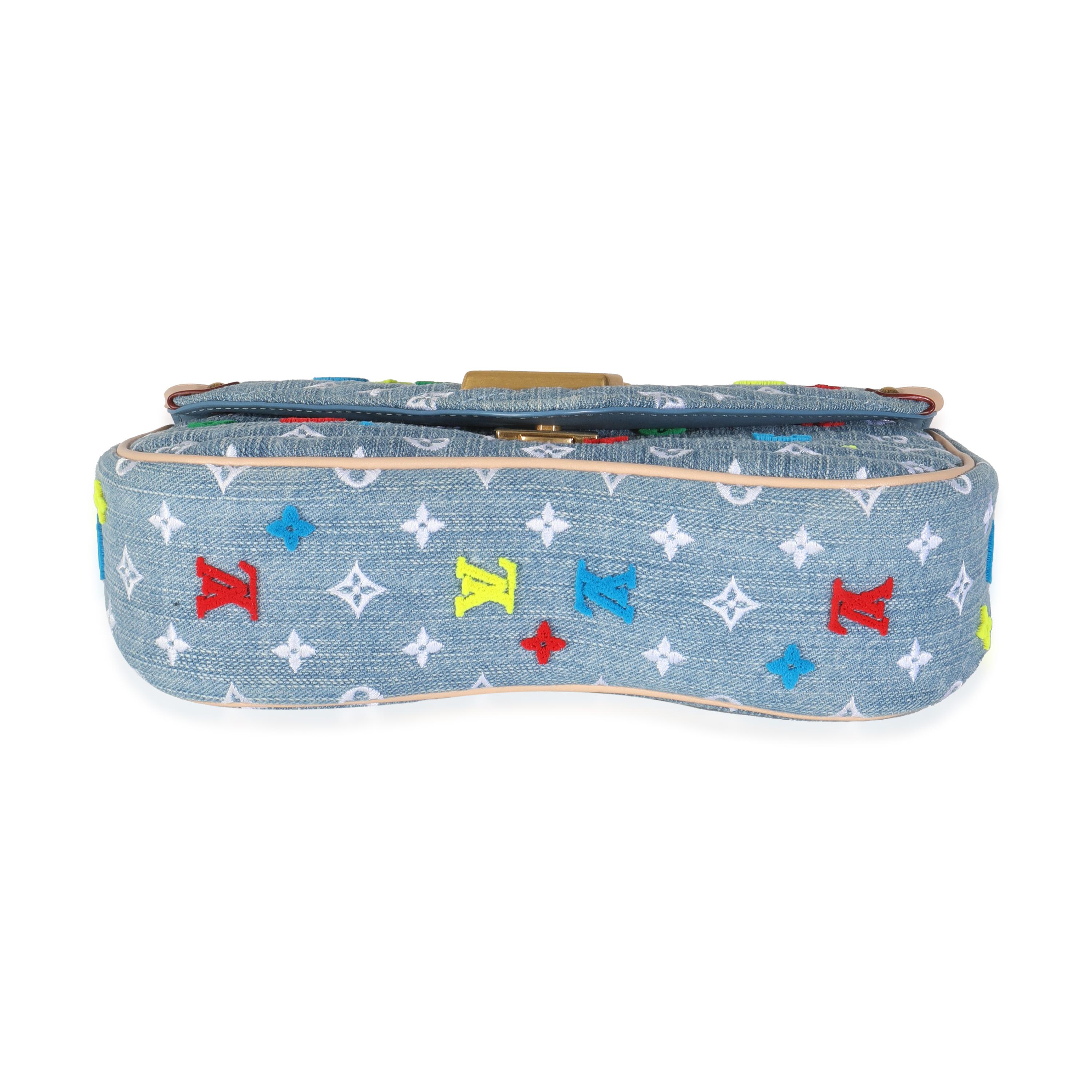 Women's Louis Vuitton Blue Embroidered Monogram Denim New Wave MM